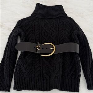POLO Ralph Lauren Black Chunky Cable Knit Turtleneck Sweater. XS